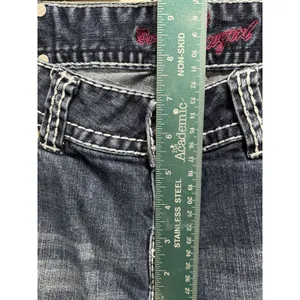Rock & Roll Cowgirl‎ Bootcut Denim Jeans Pocket Beads Embroidered Gems Sz 29x32 thumbnail 2
