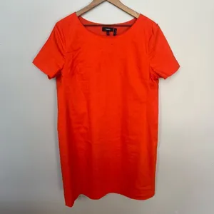 Theory Panel Shift Good Linen Mini Dress in Crunch Size XL Orange Short Sleeve thumbnail 7