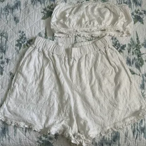 Free People Twyla Beach Shorts Top Bandeau Bra Set M Ivory White Free-EST thumbnail 12