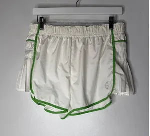 Free People Movement easy tiger Pleated Running Shorts White Green Piping M thumbnail 1