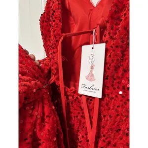 Red Sequin Party Dress Size 2 with Bow Back thumbnail 9