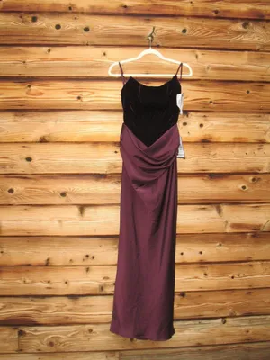 NWT Betsy & Adam Velvet Satin Plum Gown Dress Size 12 thumbnail 7
