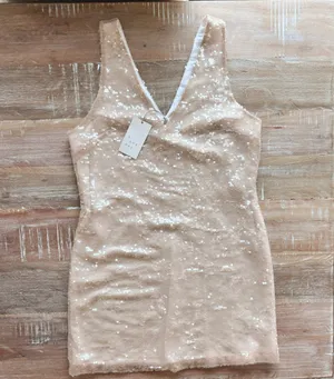 sequin mini dress Tan thumbnail 2