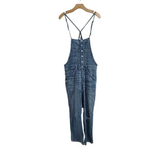Anthropologie Pilcro Denim Overalls Medium Wash Distressed Button‎ Front Size 27 thumbnail 2