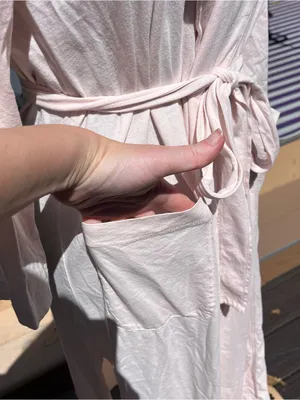 Skin Organic Coleen Pearl Pink 100% Pima Cotton Robe Size 0/XS Loungewear thumbnail 4