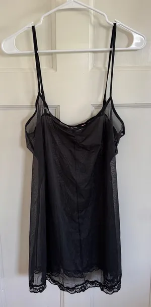 Victoria's‎ Secret black sheer lace trim lingerie chemise size large thumbnail 1
