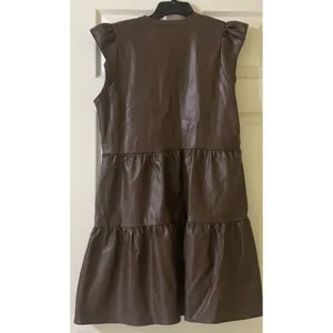 EVEREVE Ella Brown Faux Leather Tiered Babydoll Dress Sz M Boho Chic City Edgy thumbnail 5