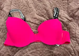 Juicy Couture Hot Pink Padded Bra with Branded Black & White Straps thumbnail 1