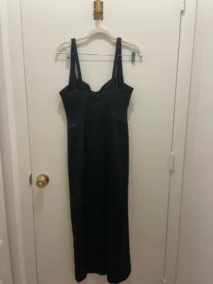 Black Satin ZARA Dress Midi Slip thumbnail 2