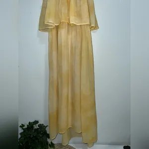 Even Vintage Yellow Tie-Dye Maxi Dress - Size XS - Boho Halter. thumbnail 4