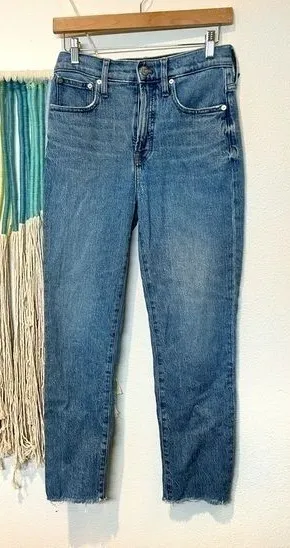 Madewell Jeans The Perfect Vintage 90s denim Jean raw hem high rise Mom distress thumbnail 1