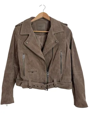 Blank NYC Brown Genuine Suede Moto Biker Jacket size M thumbnail 2