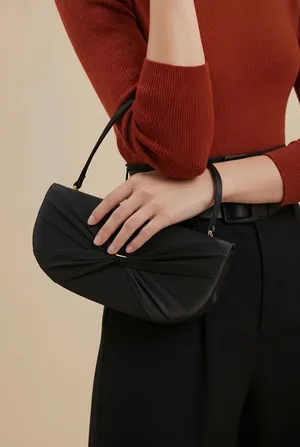 Franchi Black Satin Twist-Front Hard Shell Evening Clutch Bag thumbnail 1