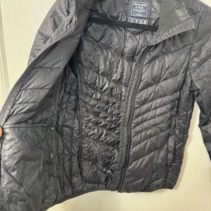 Abercrombie & Fitch Navy down packable puffer jacket thumbnail 7