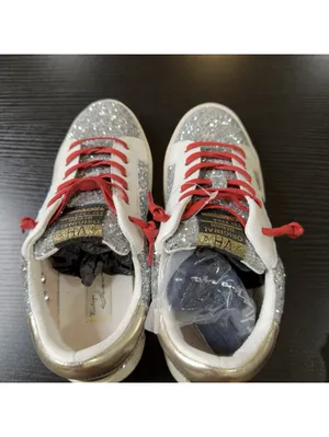 Size 6.5 Women’s Vintage Havana Silver Glitter Gray Star Red Laces Sneakers thumbnail 11