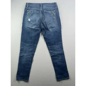 White House Black Market WHBM 6R Slim Ankle Jeans Distressed Medium‎ Wash Blue thumbnail 2