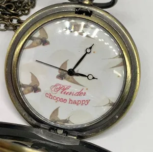 Bronze tone Pocket Watch by Plunder "Choose Happy" quartz analog 46mm running thumbnail 3