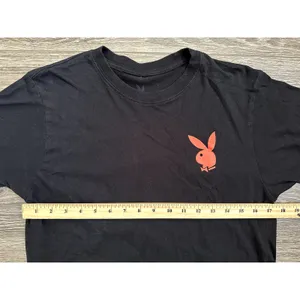 Playboy Women's Crew Neck T-Shirt with Red Logo Bunny Medium thumbnail 3
