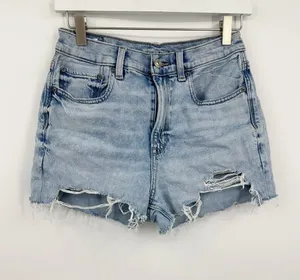 American Eagle Outfitters Denim Blue Baggy Jean Distressed Shorts Size 2 Boho thumbnail 1