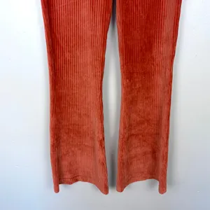 Aerie Groove On Velour Pants Flared Leggings Burnt Orange Cinnabar Size Medium thumbnail 4