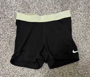 Nike Black Compression Shorts with Light Green Waistband thumbnail 1