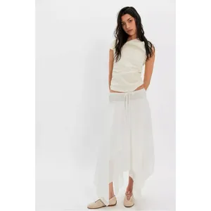 Free People FP One Bohemian Fairy Kaia Asymmetrical Midi Skirt Ivory Large NWT thumbnail 3