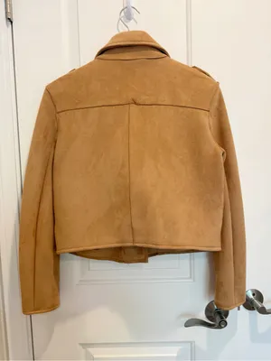 VICI NWT Mission District Pocketed Faux Suede‎ Moto Jacket Camel size Small thumbnail 4