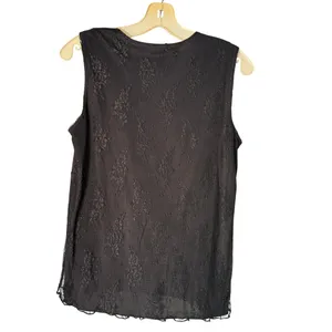 Vintage Susan Lawrence Black‎ Lace Overlay Tank Womens XL thumbnail 4