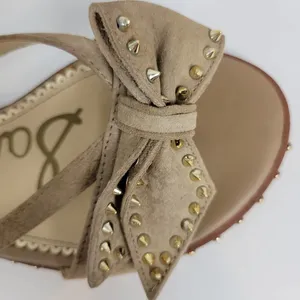 Sam Edelman Womens Sandals Size 6 Tan Dariel Bow Suede Studded Slip On Flats thumbnail 2