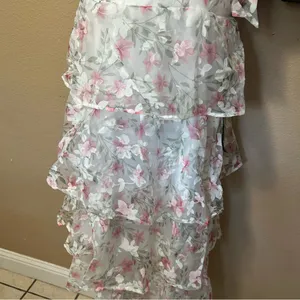 Lulus Endlessly Gorgeous White Floral Burnout Tie-Strap Midi Dress Size XL NWT thumbnail 5