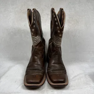 Ariat Circuit Patriot Weathered Tan Leather Square Toe‎ Boots 7B Heritage thumbnail 2