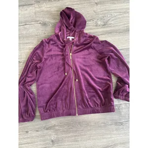 Cable & Gauge Studio Purple Velour Tracksuit Set Zip Hoodie Joggers Womens Med thumbnail 2
