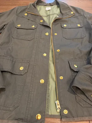 J. By J. Crew Green Military Jacket with Gold Accents Size Small - C54-040 thumbnail 3
