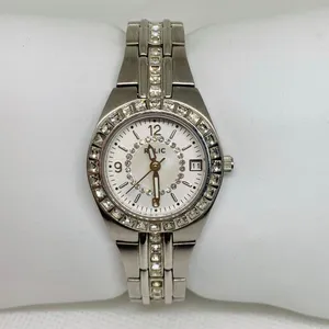 SilverTone tone Relic date watch 26mm all stainless steel 50MWR 5.5” running thumbnail 1