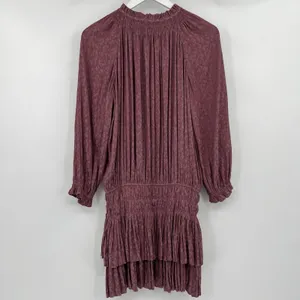 Current Air Anthropologie Aurelie Pleated Smocked‎ Waist Mini Dress Size Medium thumbnail 6