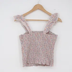 Old Navy Tank Top Women S Smocked Ruffle Strap Multicolor Floral Excellent thumbnail 5
