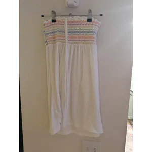 Wild Fable White Smocked Rainbow Embroidered Strapless Mini Dress XS thumbnail 2