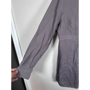 Boden Linen Tunic Shirt Women 12 Gray Floral Button Lagenlook Art Teacher Indie thumbnail 2