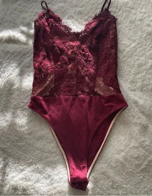 Forever 21 Lace Red Bodysuit thumbnail 1