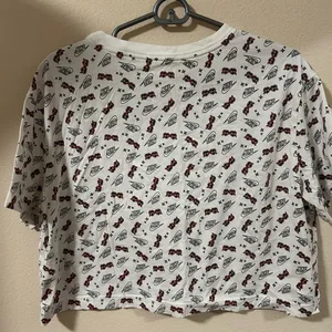 Nike White and Red Graphic Crop Tee thumbnail 4