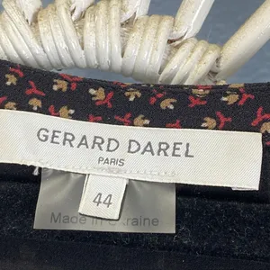 Gérard Darel Paris Black Floral Print Dress 44 Smocked Neckline‎ French Viscose thumbnail 4