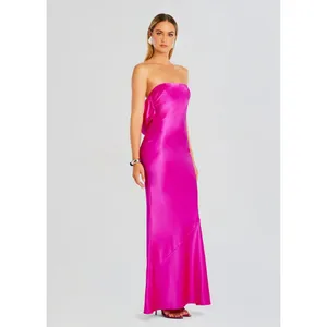 Retrofête Keaton Silk Maxi Dress Neon Pink Size‎ L NWT thumbnail 6