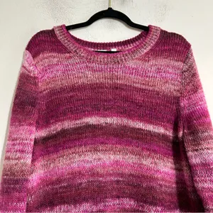 Gap Forever Cozy Soft Knit Crewneck Tunic Sweater Spacedye Pink Large thumbnail 4