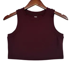 DSG x Twitch + Allison Women's High Neck Active Crop Tank Top Wine Red Size S thumbnail 1