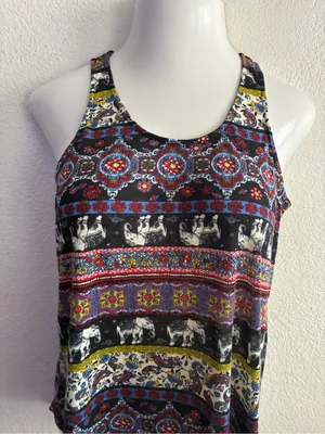 Self Esteem Bohemian Print Race Back Tank Multicolor L thumbnail 3