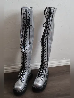 like new open box Demonia Over the Knee Combat Boots Size 6 WOMENS thumbnail 3