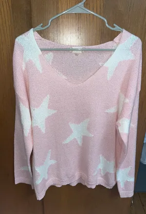 Altar’d State Pink and White Star Sweater thumbnail 1