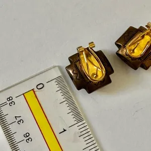Copper tone geometric post earrings Brown thumbnail 5