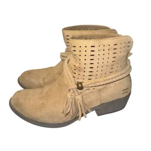 Billabong Womens Ankle Boots‎ Sz 8 Nico Dune Beige Braid Tassels Faux Suede Boho thumbnail 4