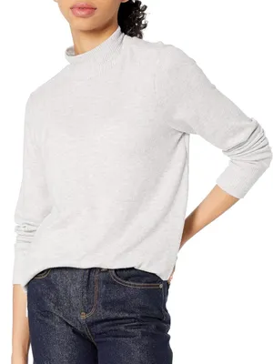 Lucky Brand Mockneck Heather Grey Cozy Stretch Sweater Top, Size Small thumbnail 1